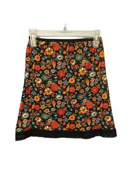 Vintage 60s Simone Slip – Black Floral – Size Small
